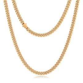 USWEL Cuban Link Chain for Men/Women 316L Stainless Steel Necklace Miami Cuban Necklaces Men's Gold/Silver Thick Chains