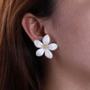 Inateannal Exaggerated Large Flower Studs White Enamel Flower Earrings Metal