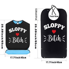BWWKTOP Sloppy Bi*ch Adult Bibs With Crumb Catcher Gag Bib Gift Adjustable Dining Clothing Protectors For Adults Elderly (Sloppy)
