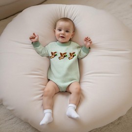 VISGOGO Newborn Infant Baby Boy Girls Oversized Romper Embroidery Sweater Onesie Coming Home Outfit Neutral Clothes (Light Green-Duck, 0-3 Months)