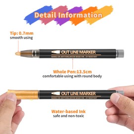 12 Colors Shimmer Outline Markers, Self-Outline Metallic Pen Art Supplies for Teen Girl Birthday Gifts