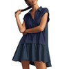 Fisoew Womens Summer Sweatshirt Dresses Short Sleeve V Neck Casual