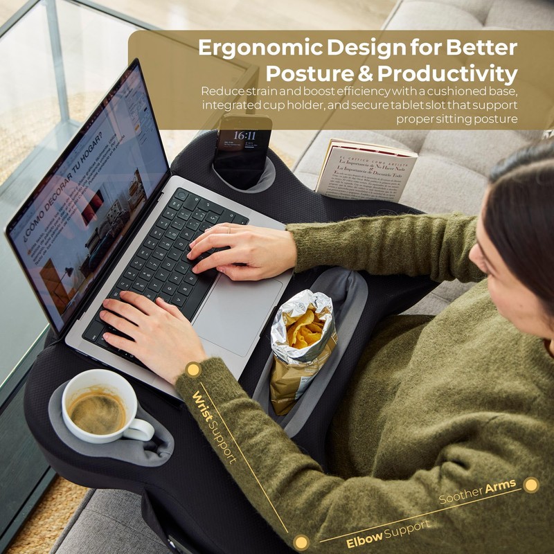 TabCouchCaddy Lap Desk Pillow - Cushioned Lap Pillow for Reading,