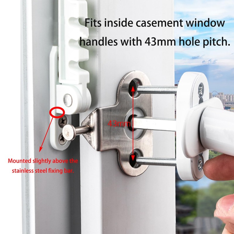 Set of 4 Metal Window Locks, Window Stoppers, Window Tilt