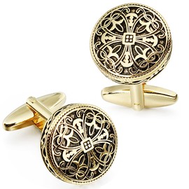 HAWSON Cufflinks and Studs for Men-Fashion Men Vintage Enamel Carbon Fiber Tuxedo Shirt Cufflinks and Studs Set for Regular Wedding Business Accessories, Metal, no gemstone