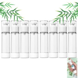 8 Pcs Empty Airless Pump Bottles, Ljxyloog 1.7Oz/50Ml Clear Airless Cosmetic Cream Pump Bottle Travel Size Dispenser Refillable Containers/Foundation Travel Pump Bottle for Shampoo, Creams