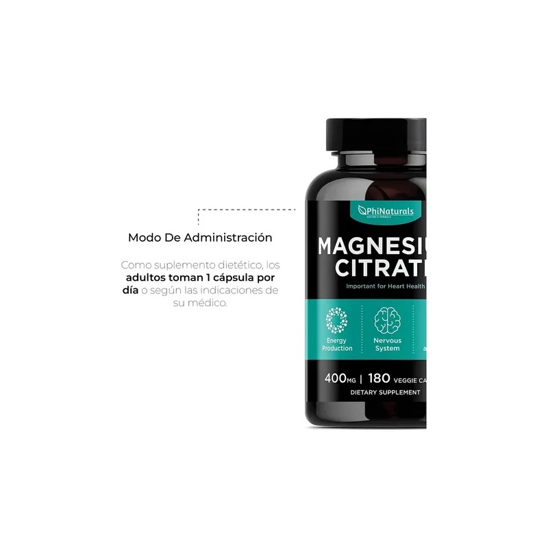 Citrato De Magnesio 400mg X 180 Capsulas