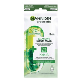 Garnier Beauty Serum Sheet Mask with Niacinamide + Kale, Balancing Skin Care for Oily skin, 1 Tissue Mask (14 mL)