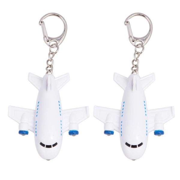 NUOBESTY Airplane Keychains Creative Led Light Up Key Holder Sound