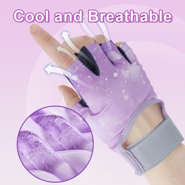 CubePlug Boys Girls Non-Slip Cycling Gloves Half Finger - Padded Grips Palm for Unisex Children, Ideal for Summer Riding, MTB, Bike, Sports, Hiking, Climbing, and Gym (Purple, S)