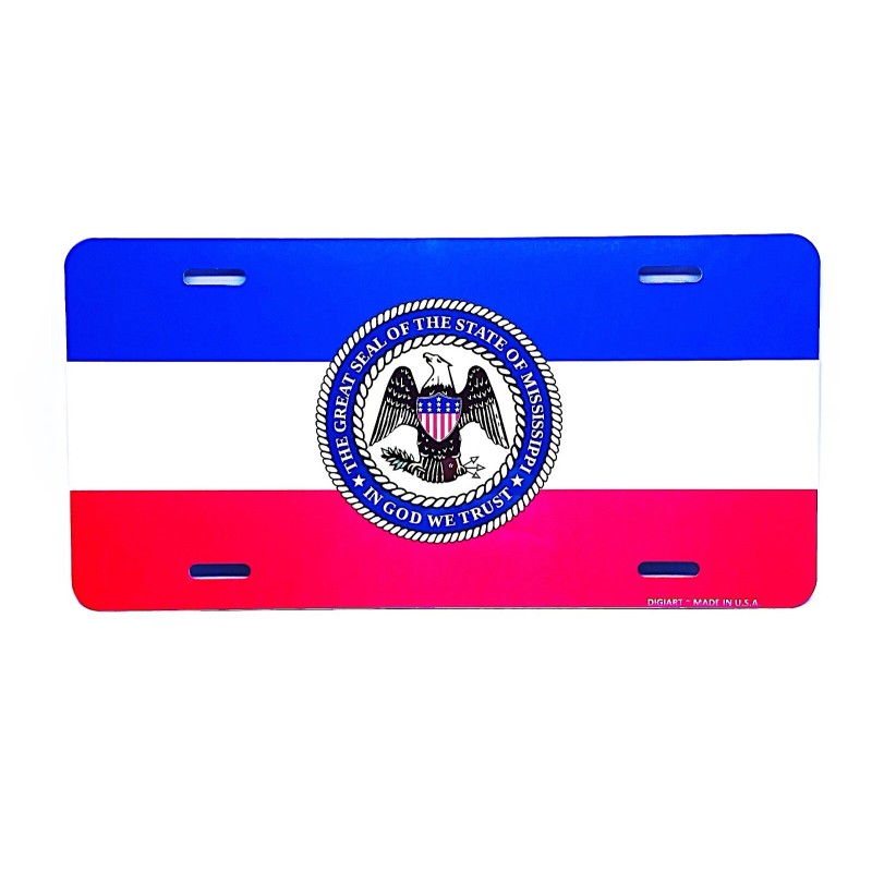 DIGIART INTERNATIONAL MISSISSIPPI STATE SEAL FLAG METAL CAR NOVELTY LICENSE