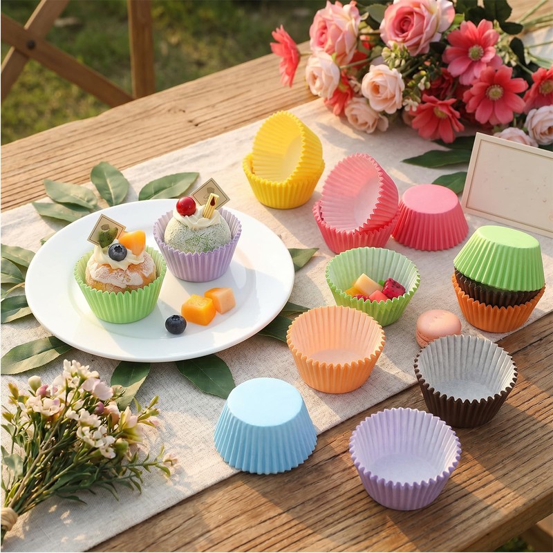 200 PCS Pastel Cupcake Liners, Colorful Floral Cupcake Liners