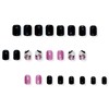 IMRAIN Press on Nails Short Square Fake Nails Pink Black