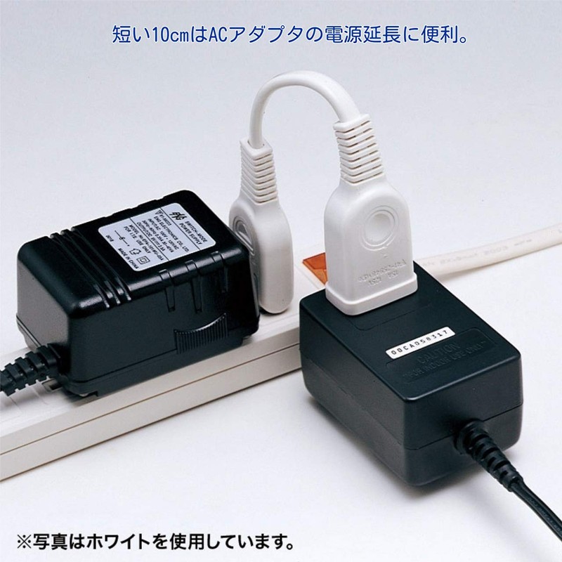 Sanwa Supply TAP-EX21001BK Power Extension Cord, Black, 0.3 ft (0.1