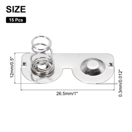 MECCANIXITY 15 Pcs Battery Spring Metal Contact Plate 26.5mm x 12mm Round Negative Positive Bipolar Conversion Nickeling Plate for Battery Holder and Electronic Toys