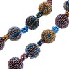 Bright Ball Brass-Tone Champagne Peacock Blue Glass Seed Beads 22"