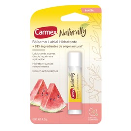 Carmex, Bálsamo Labial Hidratante Naturally sabor Sandía, con ingredientes Naturales, Hidrata y Suaviza Naturalmente, Rico en Antioxidantes, 4.25 gr