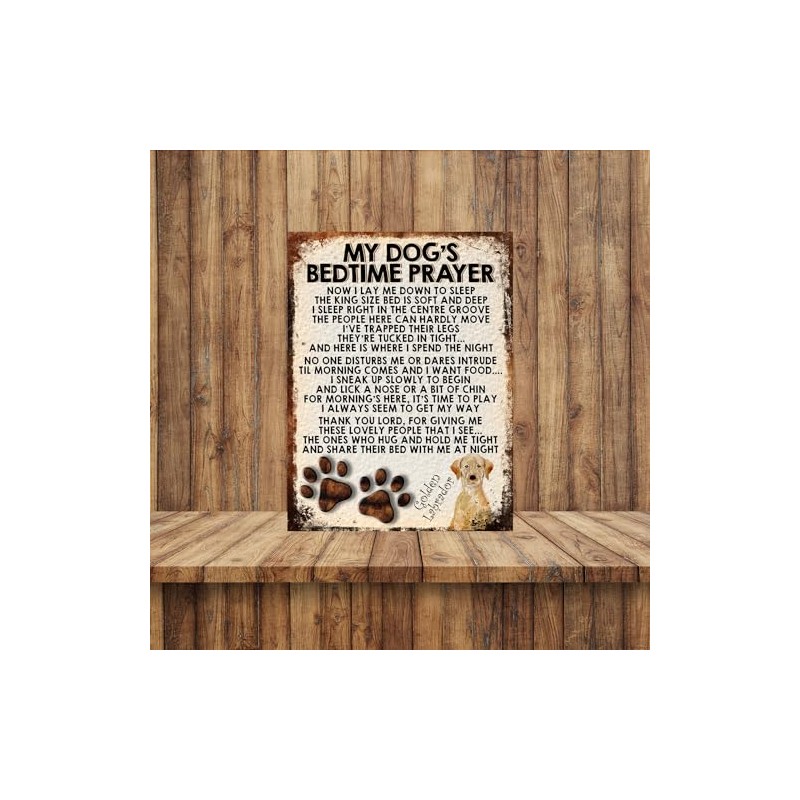 MY DOG'S BEDTIME PRAYER RETRO STYLE METAL TIN SIGN/PLAQUE (GOLDEN