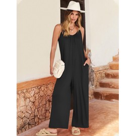 ANRABESS Women's Loose Casual Sleeveless Rompers Summer Outfits Wide Leg Black Dressy Jumpsuits 2024 Fashion Travel Vacation Beach Trendy Clothes A370heise-M