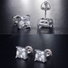 Mens Earrings Stud Square Stud Earrings Screw Back Square Cubic