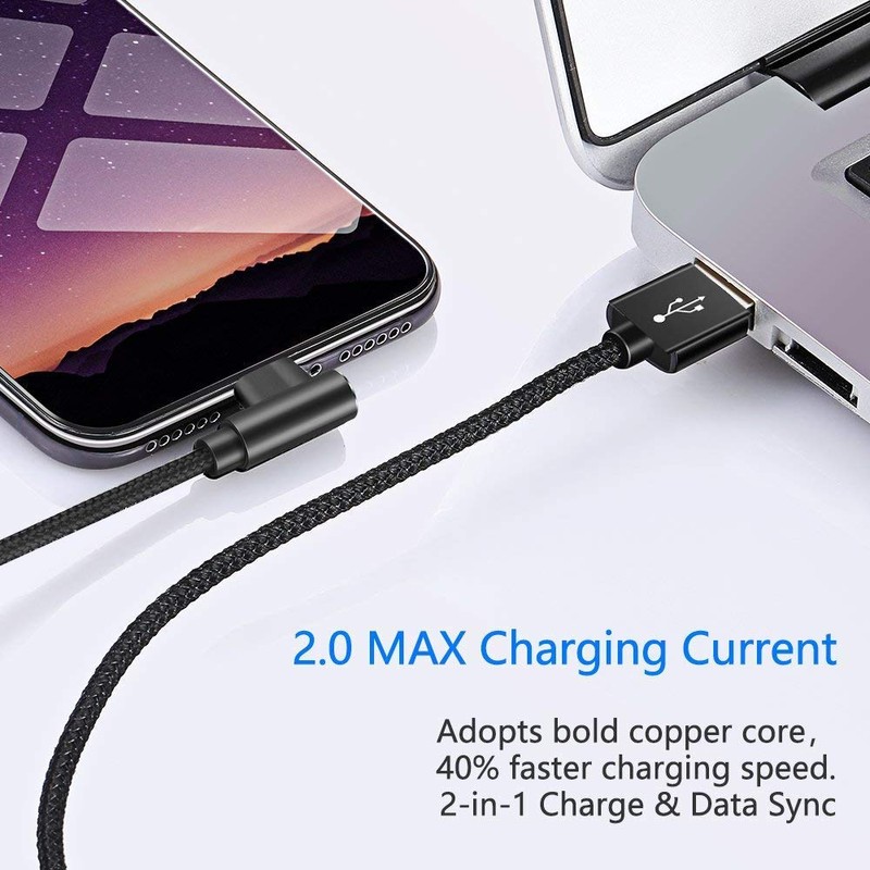 Hi-Mobiler Fast Charging Cable, 3ft Right Angle Cable,3 Pack Nylon