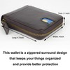 Genuine Leather Zipper Wallet With Coin Pocket, RFID Blocking Zip