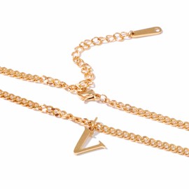 Symretie Gold chain with letters A-Z, 14 carat gold plated initial necklace, stainless steel chain with letters, gold chain pendant necklace for women and girls, Stainless Steel