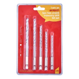 Amtech F1730 5 Piece hex shank masonry drill bit set