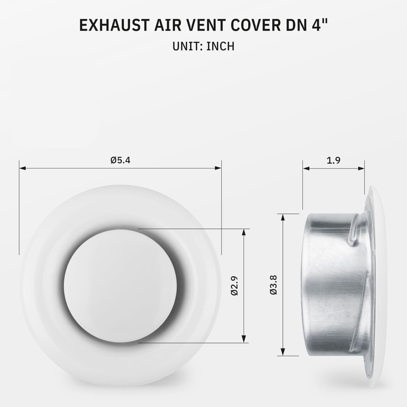 calimaero® TVSA 4 Inch AC Vent Cover Round Adjustable Steel