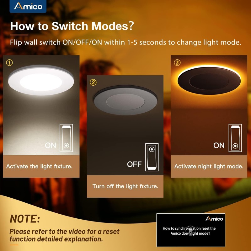 Amico 6 Pack 4 Inch 5CCT LED Recessed Ceiling Light