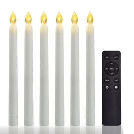 CANDLE CHOICE Flameless Taper Candles with Remote Timer 9” Tall Flicking Fake Battery Operated Electric LED Candlesticks for Candelabra Wedding Christmas Window Decorations Table Centerpiece 6 PCS
