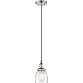 Nuvo Lighting 60/5404 Vintage Incandescent One Light Pendant Cone Clear Glass Polished Nickel