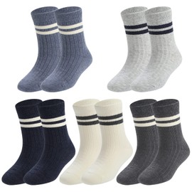 HUMAN FEELINGS Boys Socks,Athletic Socks for boy 4-12 Years,Pack of 5 Pairs Dress socks'Blue