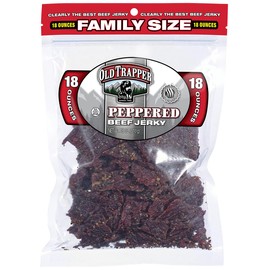 Old Trapper Peppered Beef Jerky Naturally Smoked Family-Size, 18 Ounces