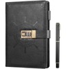 Kesote Black Journal with Lock, Refillable Faux Leather Lock Diary