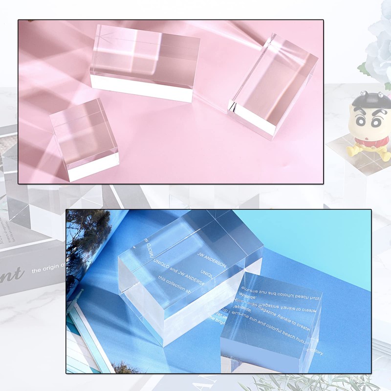 BTSKY 4 PCS Cube Acrylic Display Stands - Clear Solid