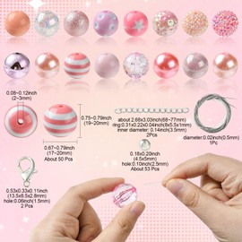 KitBeads 50pcs 20mm Pink Bubblegum Beads Y2K Light Pinky Tone Acrylic Gum Ball Beads Cute Pink Chunky Beads for Pens Crafts Bulk