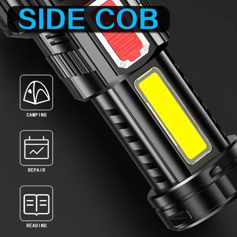 GEARGADGET LED Super Bright Flashlight Rechargeable Torch Tactical Lamp USB