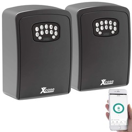 Xcase Bluetooth Key Safe: Set of 2 Mini Key Safe with Bluetooth and App, IP54 (Key Safe Combination Lock, Key Safe with Combination Lock, WiFi)