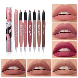 HANDAIYAN Matte Lip Liner Smooth Ultra Fine Lip Pencil, Velvety Nude Lip Stain Waterproof Lip Liner, Highly Pigmented Retractable Soft Lip Liner Precision Tip Lip Crayon Creamy Lip Liner - Color: 03