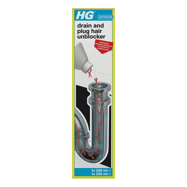 HG Drain and Plug Hair Unblocker, Removes Hair from Showers,