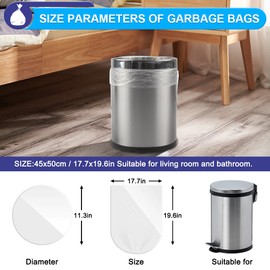 XUXRUS Pedal Bin Liners 10l Small Clear Plastic Bin Bags 78 Counts Strong Wastebasket Trash Can Bin Liners for Bathroom Toilet,Bedroom, Office,Desk,Fit 10-15ltr,Clear
