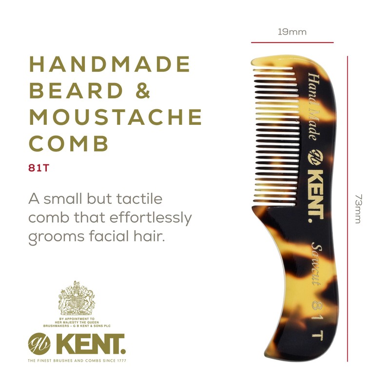 Kent 81T TY (2.8") Pocket Comb & Beard Comb for