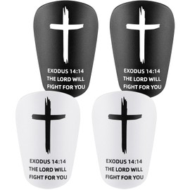 PullCrease 2 Pairs Mini Soccer Shin Guards Christian Faith 3.15 x 1.97 Inches Cross Small Shin Guards with Bible Verse Religious Soccer Football Pads for Kids Adult(Exodus 14:14)