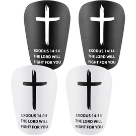 PullCrease 2 Pairs Mini Soccer Shin Guards Christian Faith 3.15 x 1.97 Inches Cross Small Shin Guards with Bible Verse Religious Soccer Football Pads for Kids Adult(Exodus 14:14)
