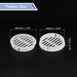 sourcing map Round Soffit Vents 2 inch, 16Pcs White Plastic 60mm Soffit Vent Cover - Circular Air Vent Grille - Air Flows Easily for Bathroom Home, Office, Kitchen, Cabinet, Wardrobe