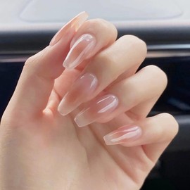Nail Tip, Long, 24 Pieces, Nail Tip, False Nails, Skin Color, Gradient, Pink, Popular, Japanese Style, Cute, Simple, Fashionable Party, Nail Tip, Autumn, Spring, Summer, Bridesmaids, Glossy, Coming of