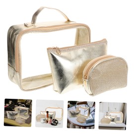 LIFKOME Fashionable cosmetic bag, portable cosmetic bag, make-up bag, make-up bag, vanity bag, small make-up bag, outdoor make-up bags, plastic, golden, golden
