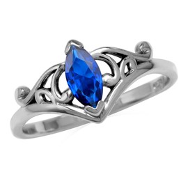 Silvershake 8X4mm Created Marquise Shape Blue Sapphire 925 Sterling Silver Filigree Victorian Style Ring September Gemstone Birthstone Size 8.5