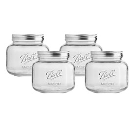 Ball Decorative Glass Mason Jar, Half Gallon Size, 64 OZ (Pack of 4)